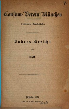 Jahres-Bericht für .... 1870 (1871)