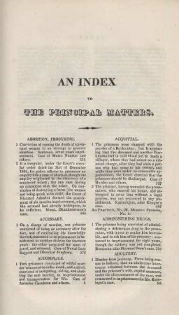 An index to the principal matters