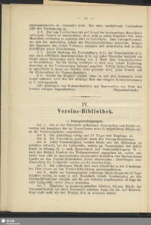IV. Vereins-Bibliothek