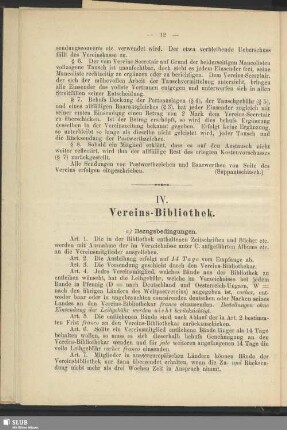 IV. Vereins-Bibliothek