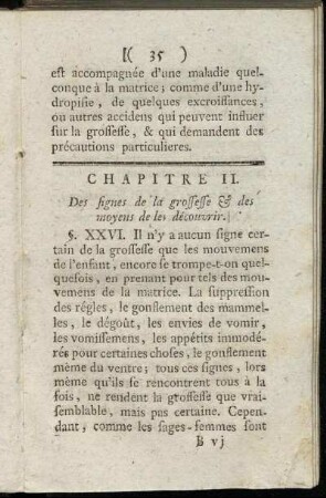 Chapitre II. Des signes de la grossesse & des moyens de les découvrir