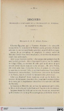 3.Ser. 1.1890: Discours prononcés à l'occasion de la translation du tombeau de Mariette Pacha