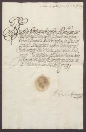 Salzburger Studienzeugnisse des Philipp Franz Wilderich von Walderdorff.