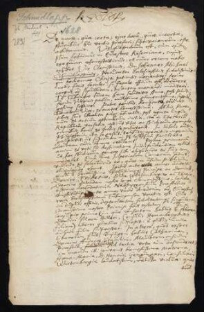 Todesanzeige des Johannes Michael Schmidlappius, procurator (quaestor) ecclesiasticus (Tubingensis), 1628,