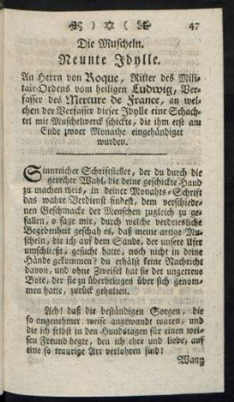 Die Muscheln. Neunte Idylle