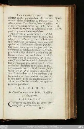 Sectio VI. An Christus una cum Iudaeis Pascha celebraverit.