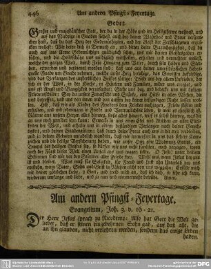 Am andern Pfingst-Feyertage. Evangelium, Joh. 3. v. 16-21