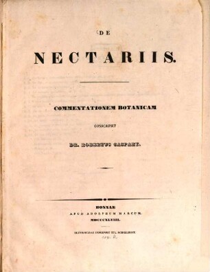 De nectariis : Commentationem botanicam