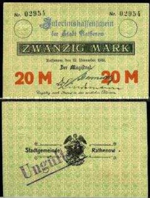 Rathenow, Notgeld, 20 Mark