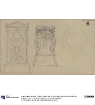 Teplitz (Teplice). Zwei Entwürfe zum Grabdenkmal des Prinzen Christian Friedrich von Anhalt-Köthen-Pless