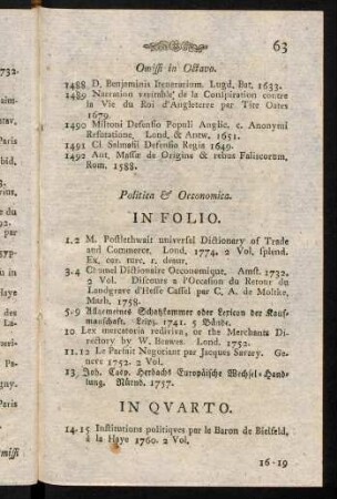 63-76, Politica & Oeconomica