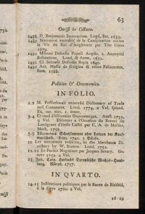 63-76, Politica & Oeconomica