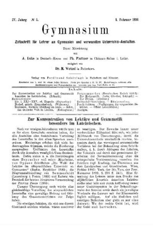 Zur Konzentration von Lektüre und Grammatik besonders im Lateinischen