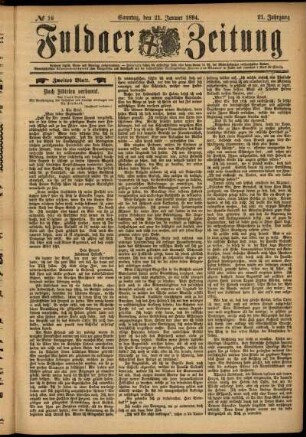 Zweite Ausgabe vom Sonntag, den 21. Januar 1894.