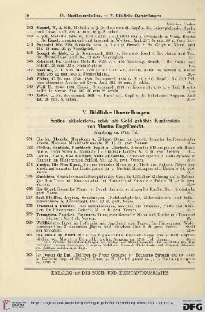 V. Bildliche Darstellungen (Nr. 251 - 262)