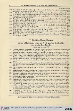 V. Bildliche Darstellungen (Nr. 251 - 262)