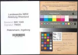 Entnazifizierung Ingeborg Petersmann , geb. 08.07.1920 (Saengerin)