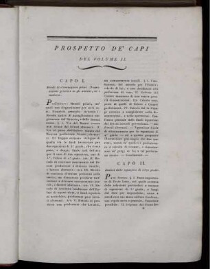 Prospetto de Capi del Volume II.
