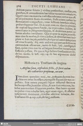 Historia 75. Tralliani de Angina