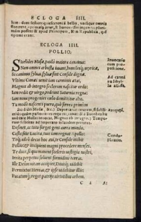 Ecloga IIII. Pollio.