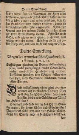 Dritte Erweckung. Wegen des exemplarischen Haußwesens.