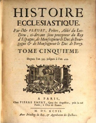 Histoire Ecclesiastique, 5. Depuis l'an 395 jusques à l'an 429