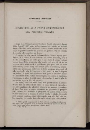 Contributo Alla Fauna Carcinologica Del Pliocene Italiano