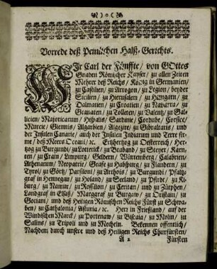 Vorrede deß Peinlichen Halß-Gerichts