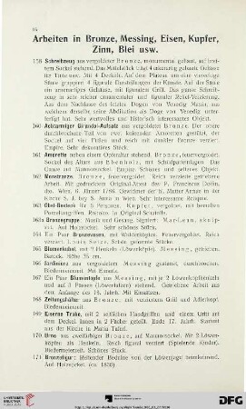 Arbeiten in Bronze, Messing, Eisen, Kupfer, Zinn, Blei usw. (Nr. 158-217)