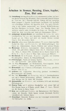 Arbeiten in Bronze, Messing, Eisen, Kupfer, Zinn, Blei usw. (Nr. 158-217)