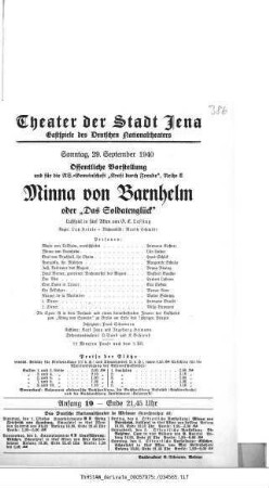 Minna von Barnhelm oder "Das Soldatenglück"