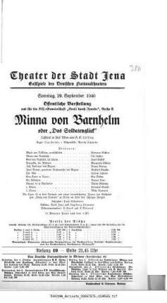Minna von Barnhelm oder "Das Soldatenglück"