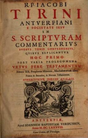 In sacram Scripturam Commentarius, 1