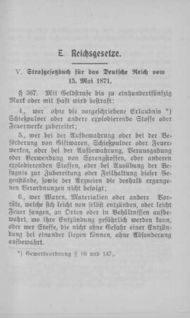 V. Strafgesetzbuch für das deutsche Reich vom 15. Mai 1871.