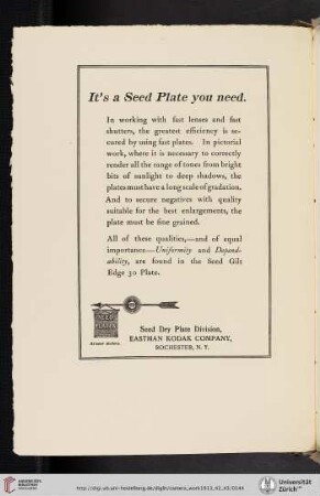 Seed Dry Plate Division, Eastman Kodak Company [Seed Gilt Edge 30 Plates]
