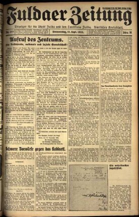 Erste Ausgabe vom Donnerstag, den 15. September 1932.