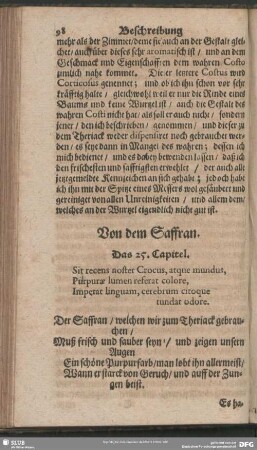Von dem Saffran. Das 25. Capitel