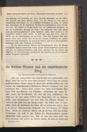Die Berliner Mission und der südafrikanische Krieg