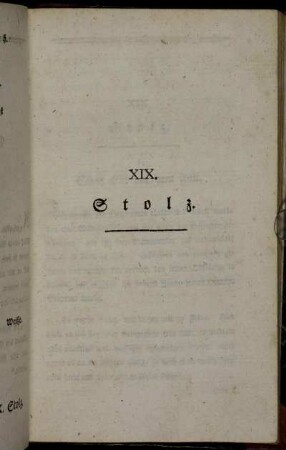 XIX. Stolz.