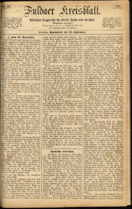 Erste Ausgabe vom Samstag, den 23. September 1882.