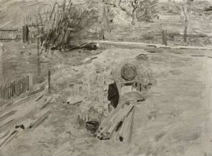 Baustelle : Baustelle. Öl auf Leinwand; 30 x 40 cm. 1882/1932