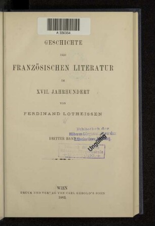 Bd. 3: Die Epoche der klassischen Literatur : 1653 - 1690