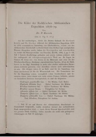 Die Käfer der Rohlfs'schen Afrikanischen Expedition 1878-79.