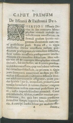 Caput Primum De Essentia & Existentia Dei.