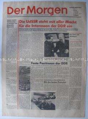 Tageszeitung der LDPD "Der Morgen" u.a. zum VII. Parteitag der SED