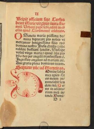 Incipit officium siue Cursus beate Marie virginis iuxte statutum Urbani...