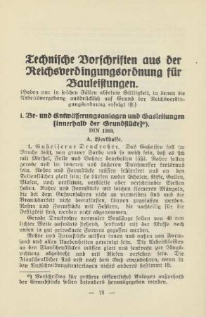Technische Vorschriften aus der Reichsverdingungsordnung für Bauleistungen
