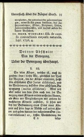Dritter Abschnitt. Von der Bewegung.