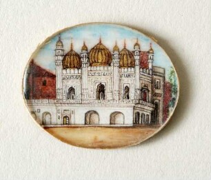 Ansicht der indischen Moschee Roshan ud-Daula Masjid von Shahjahanabad-Delhi