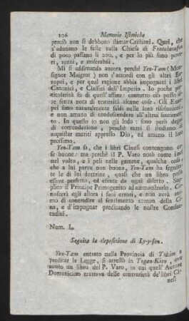 Num. L. Seguita la deposizione de Ly-y-fen